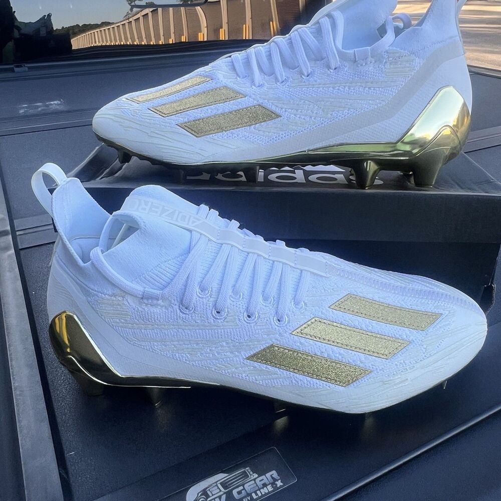 Size 11 Men’s Adidas Adizero Primeknit White Gold Football Cleats GX5100 NEW